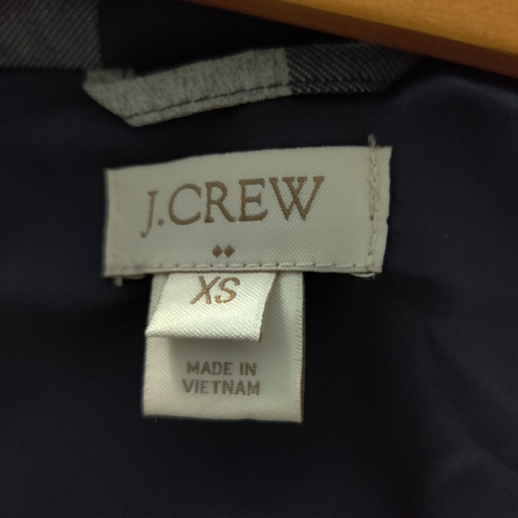 J. Crew Down Quilted Buffalo Plaid Navy Blue/Gray Puffer Vest Size XS - Picture 5 of 10